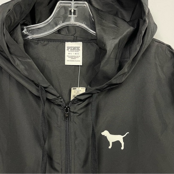 Pink Victoria's Secret Anorak Raincoat Pullover Windbreaker Rain Jacket Hoodie L - Picture 7 of 10